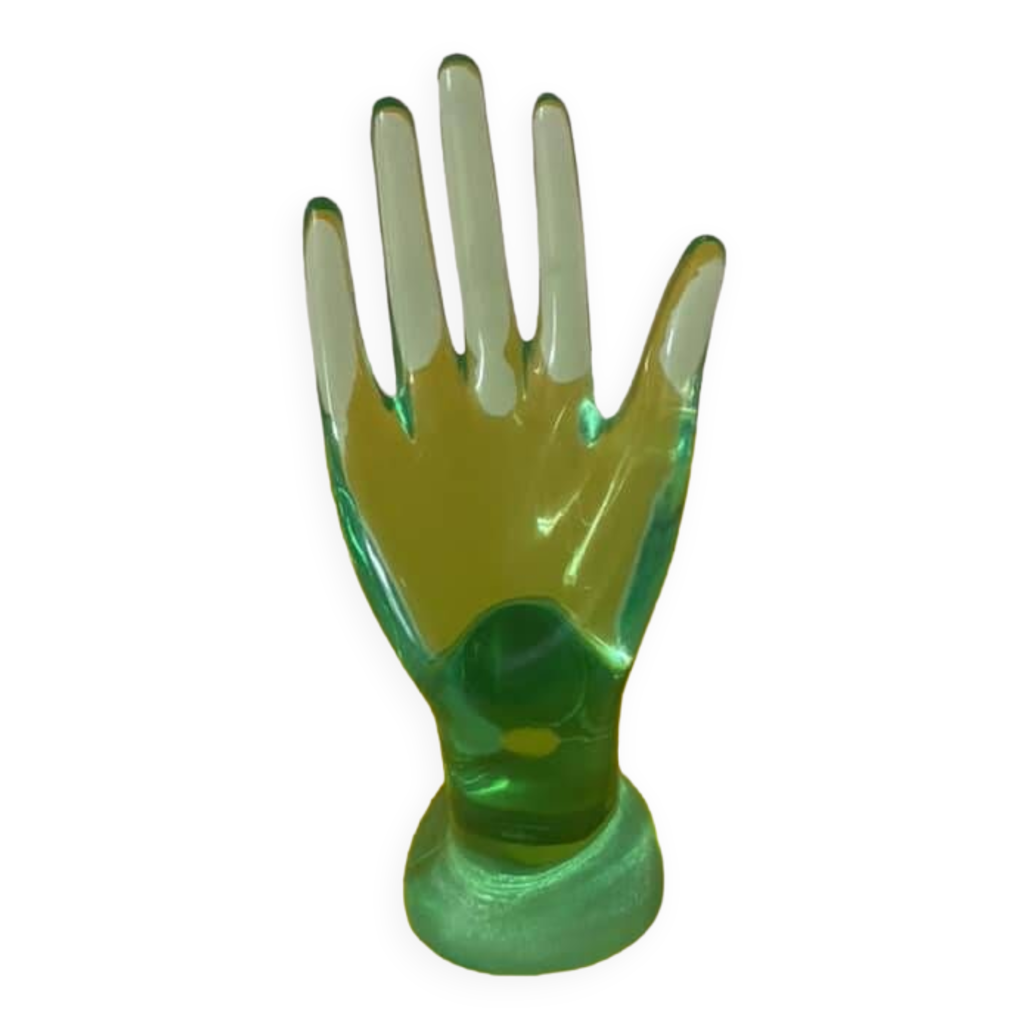 Handmade transparent glass ring sizer in green color