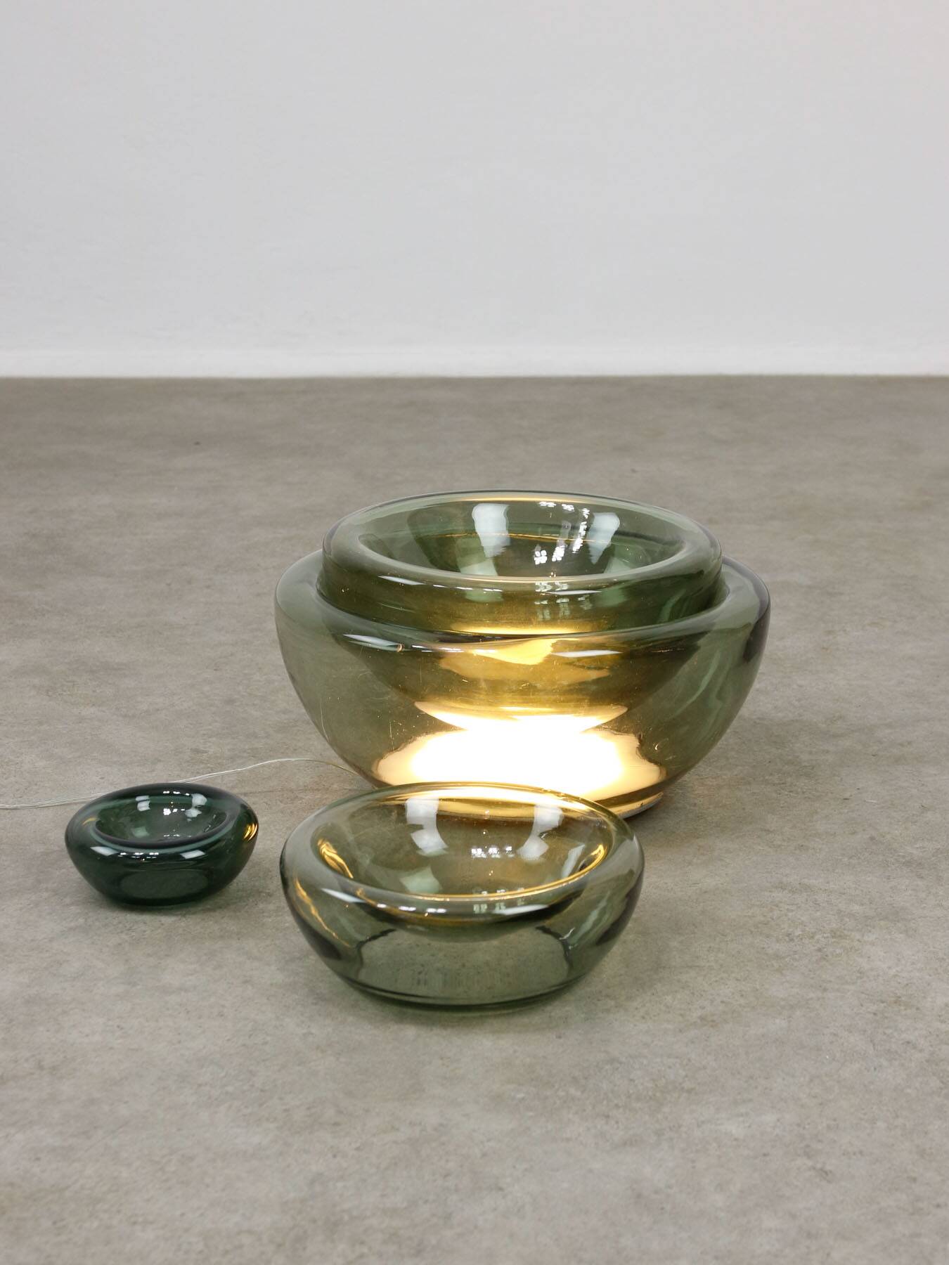 Lampe de table vintage italienne Cascade en verre fumé, années 1970