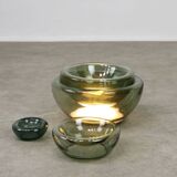 Lampe de table vintage italienne Cascade en verre fumé, années 1970