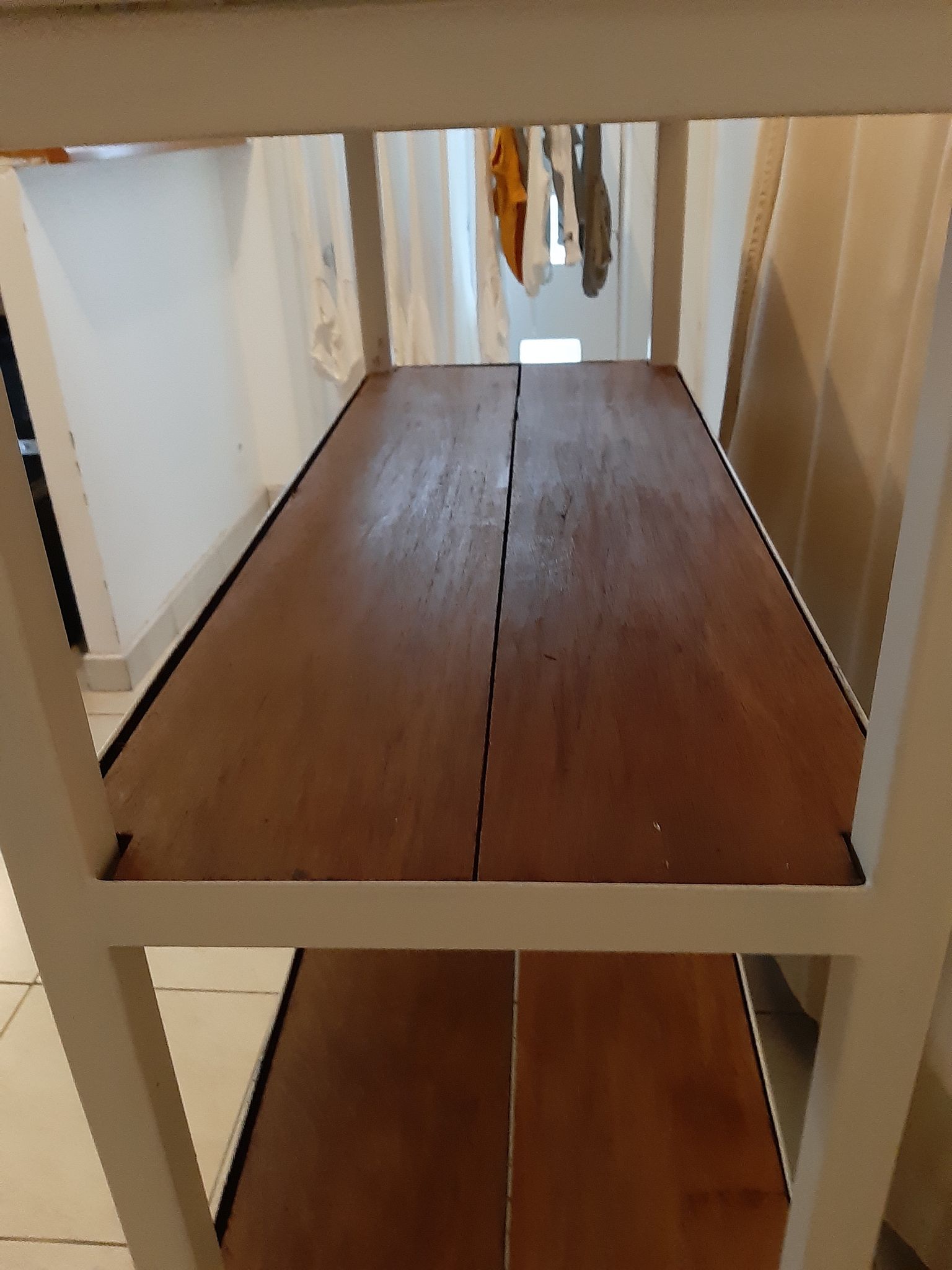 Console industrielle fer et bois exotique