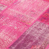 Handmade anatolian vintage 200 cm x 302 cm pink patchwork rug