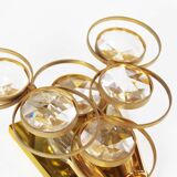 Polished brass and crystal glass wall lamp by Palwa, Germany 1960s