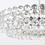 Grand chandelier Bakalowits in nickel and glass with diamond-shaped crystals, 1960s.