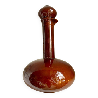 Brown glazed ceramic carafe