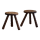 A pair of Wabi Sabi stools carved from pine, mid-century modern Swedish style, 1960s.