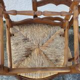 Pair of provencal straw armchairs in walnut