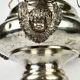 19th-century sanctuary chandelier in silver-plated brass, decorated with angels, 78 cm.