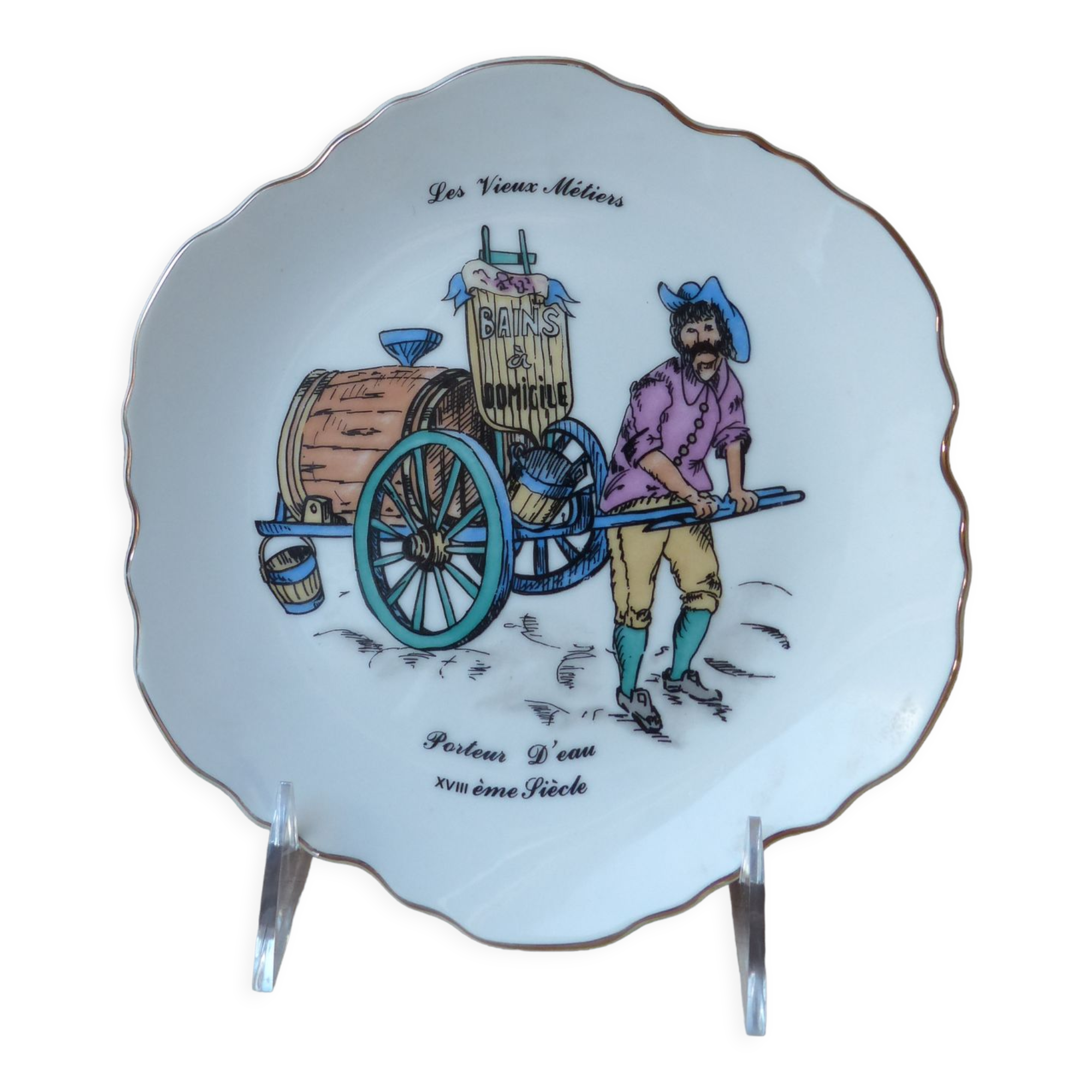 Plate decoration the old trades carrying water in the eighteenth century