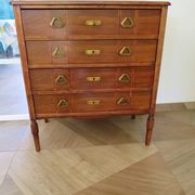 Art Deco chest of drawers - 4 drawers - locks - checkered wood veneer top - 50s