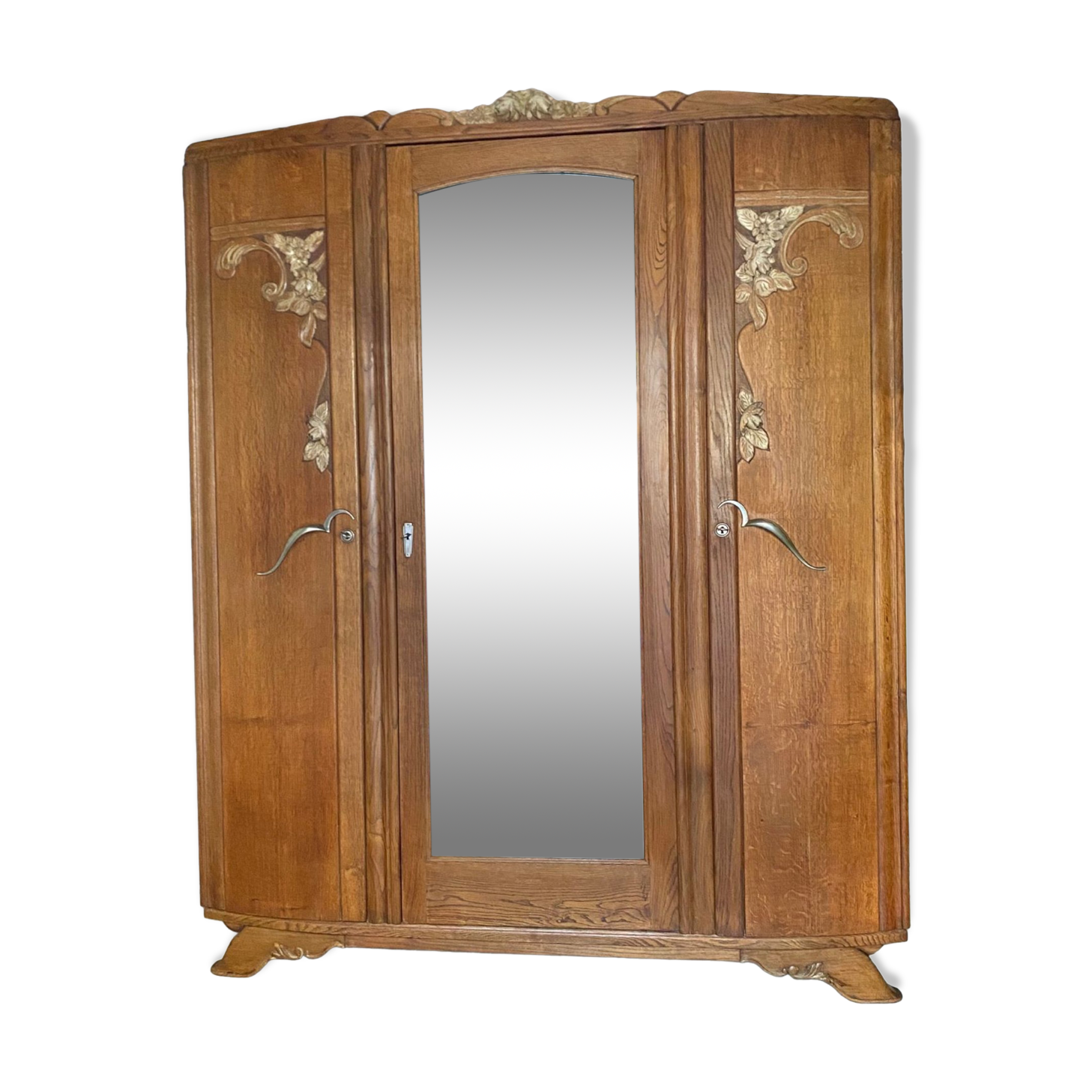 Vintage art deco wooden cabinet with mirror