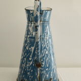 Vintage enamelled metal pitcher - blue and white