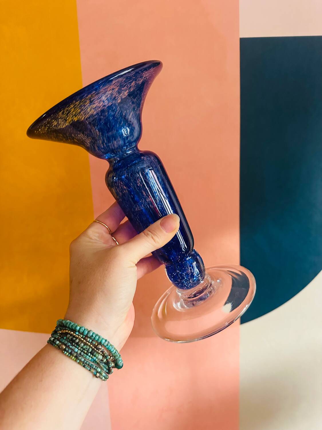 Superb vintage cobalt blue Murano candlestick