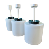 Three cylindrical suspensions in white resin, France 1970.