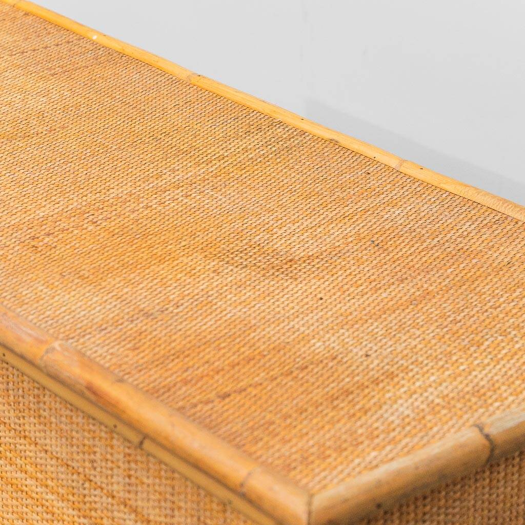 Bamboo and rattan sideboard 1970s vintage modernism