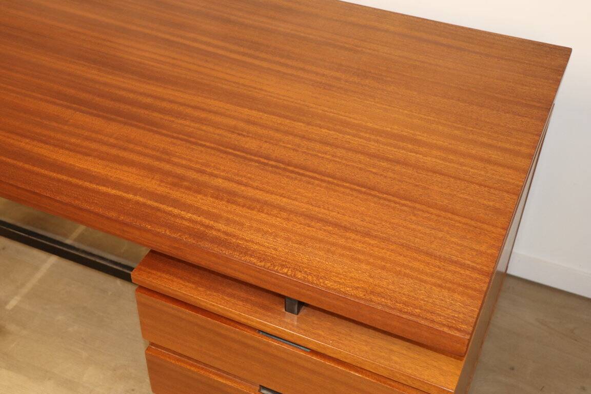 Vintage mahogany desk by Pierre Guariche edition Minvielle, 1960