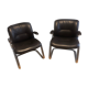 Paire de fauteuils en cuir style années 70