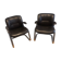 Paire de fauteuils en cuir style années 70