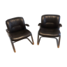 Pair of leather armchairs in 70s style