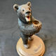 Carved wooden bear vase with black forest crystal soliflore Sallanches 19th century