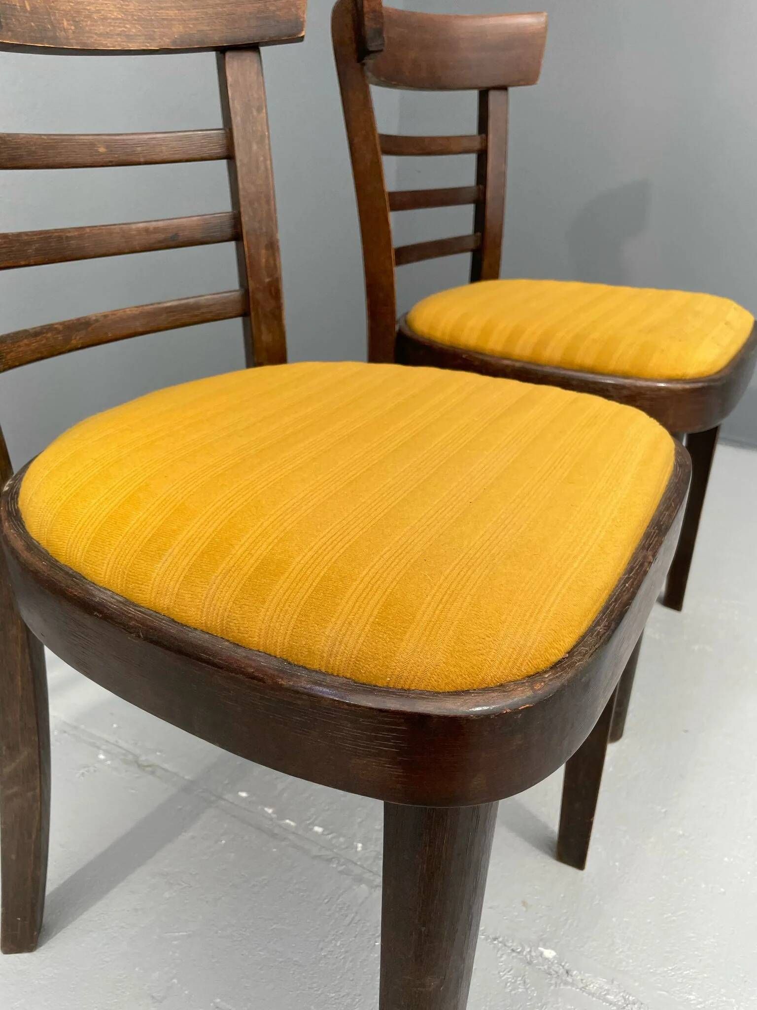 Pair of dining chairs by INTERIER n. p. Praha, wooden dining seating, 1974