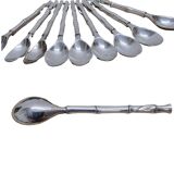 Vintage Silver Plated Bamboo Motif Teaspoons, from the 80s
