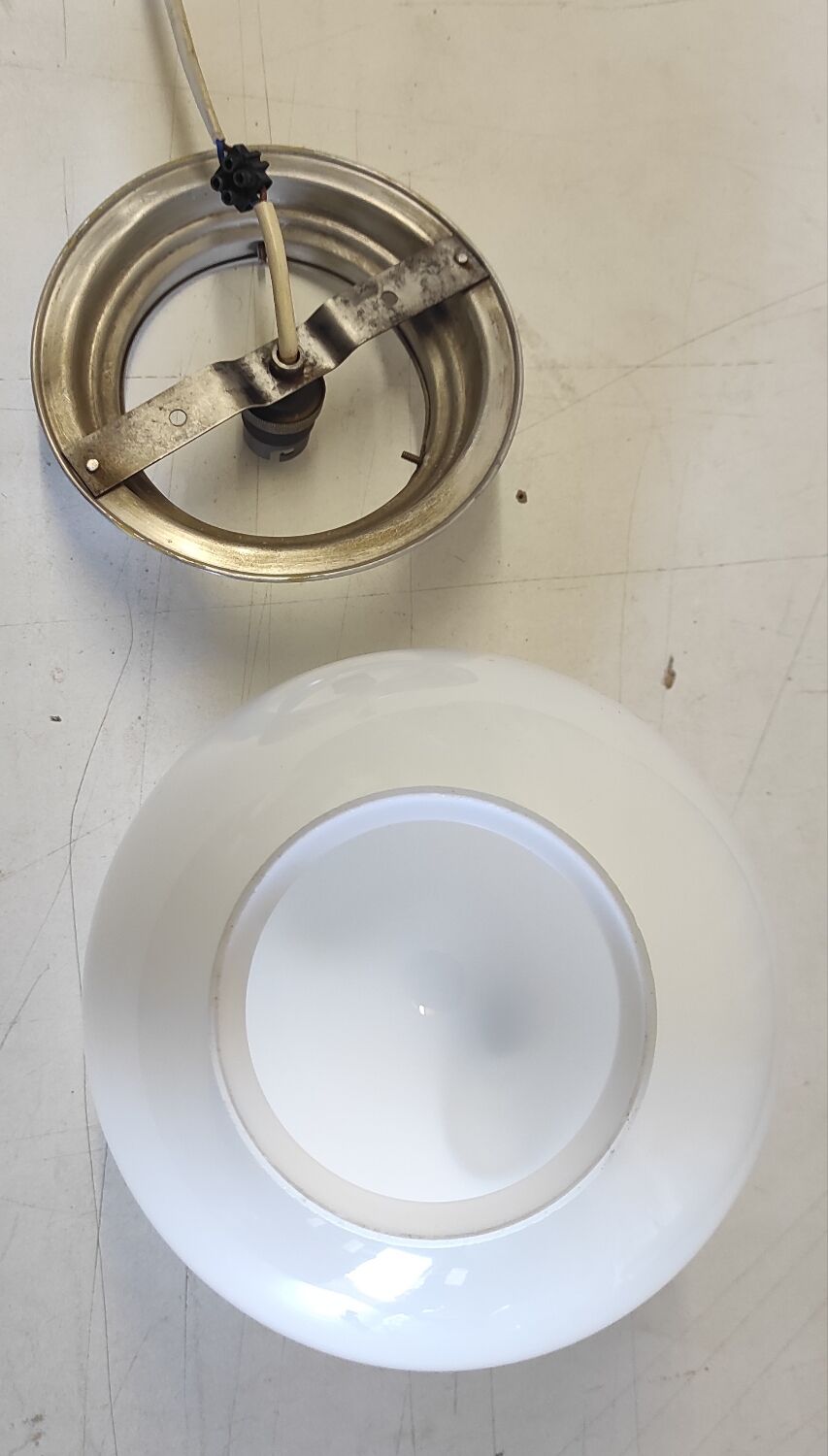 Ceiling light or table lamp with opaline globe, diameter 20cm - mid-20th century.