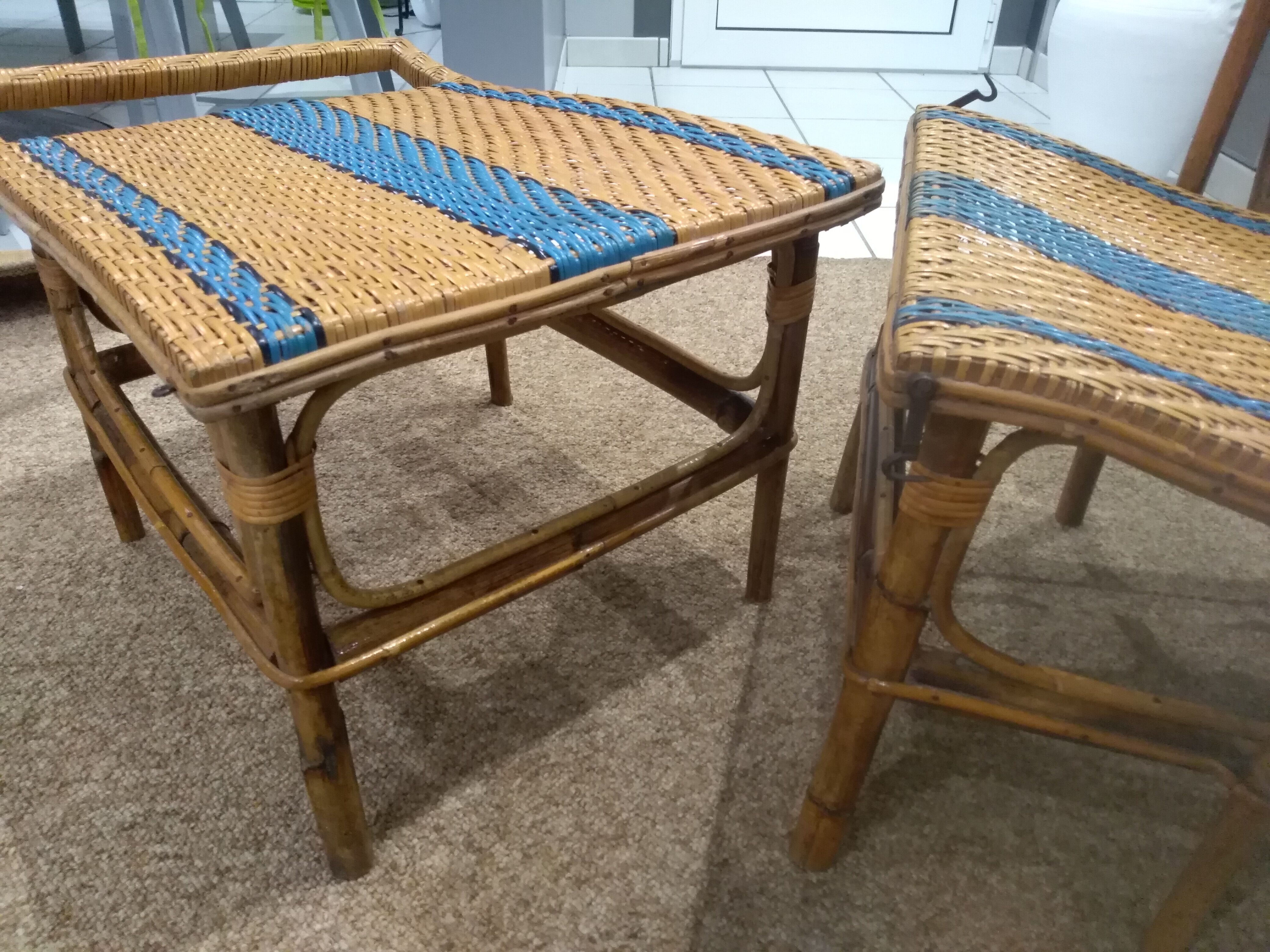 Old rattan and bamboo lounge chair in 1920