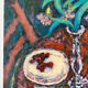 Cherries and peaches, oil on panel signed H Chapeau