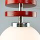 Vintage Italian Red Disc Pendant Lamp In Chrome and Wood, 1970s