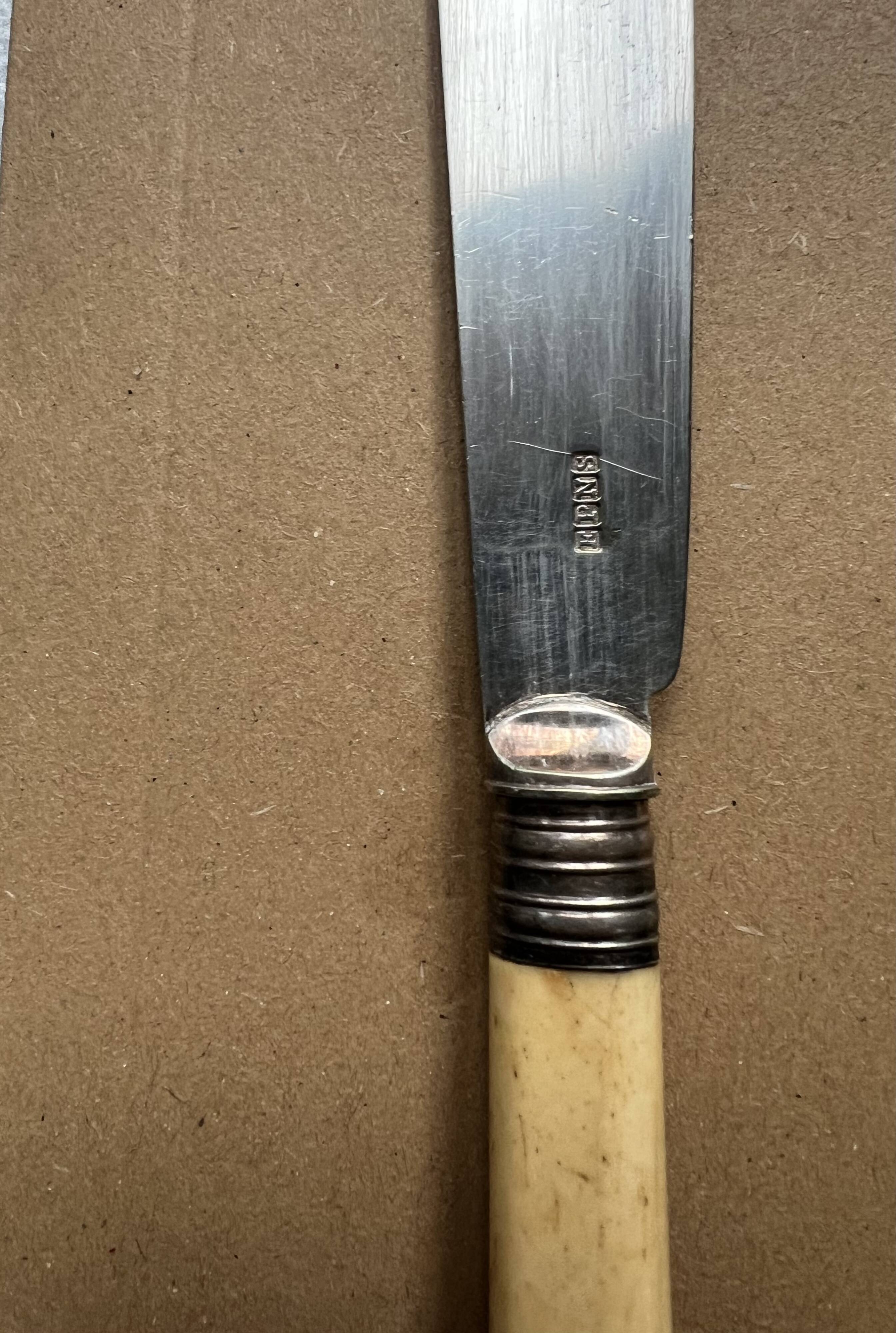 Box of 24 ivory and engraved silver metal cutlery - 19th century