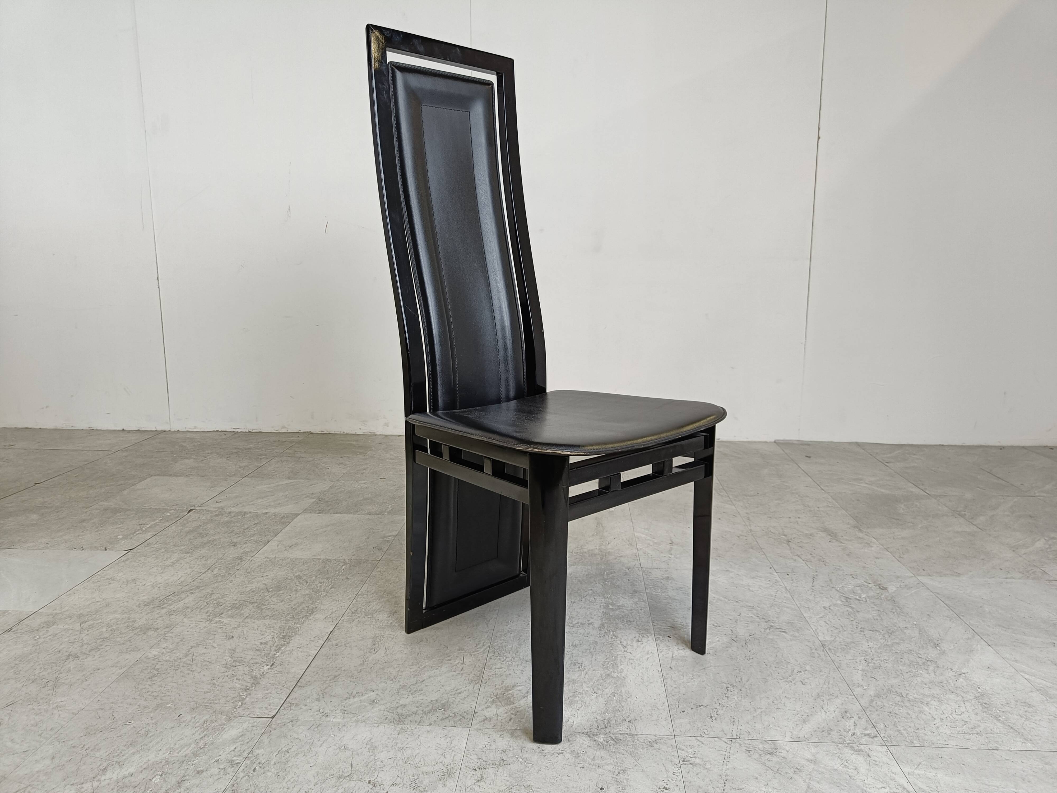 Set of 8 Italian dining chairs by A. Sibau, 1980s