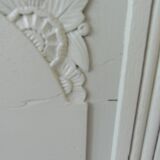 Art Deco headboard for a 160 cm bed, enhanced in verdigris.