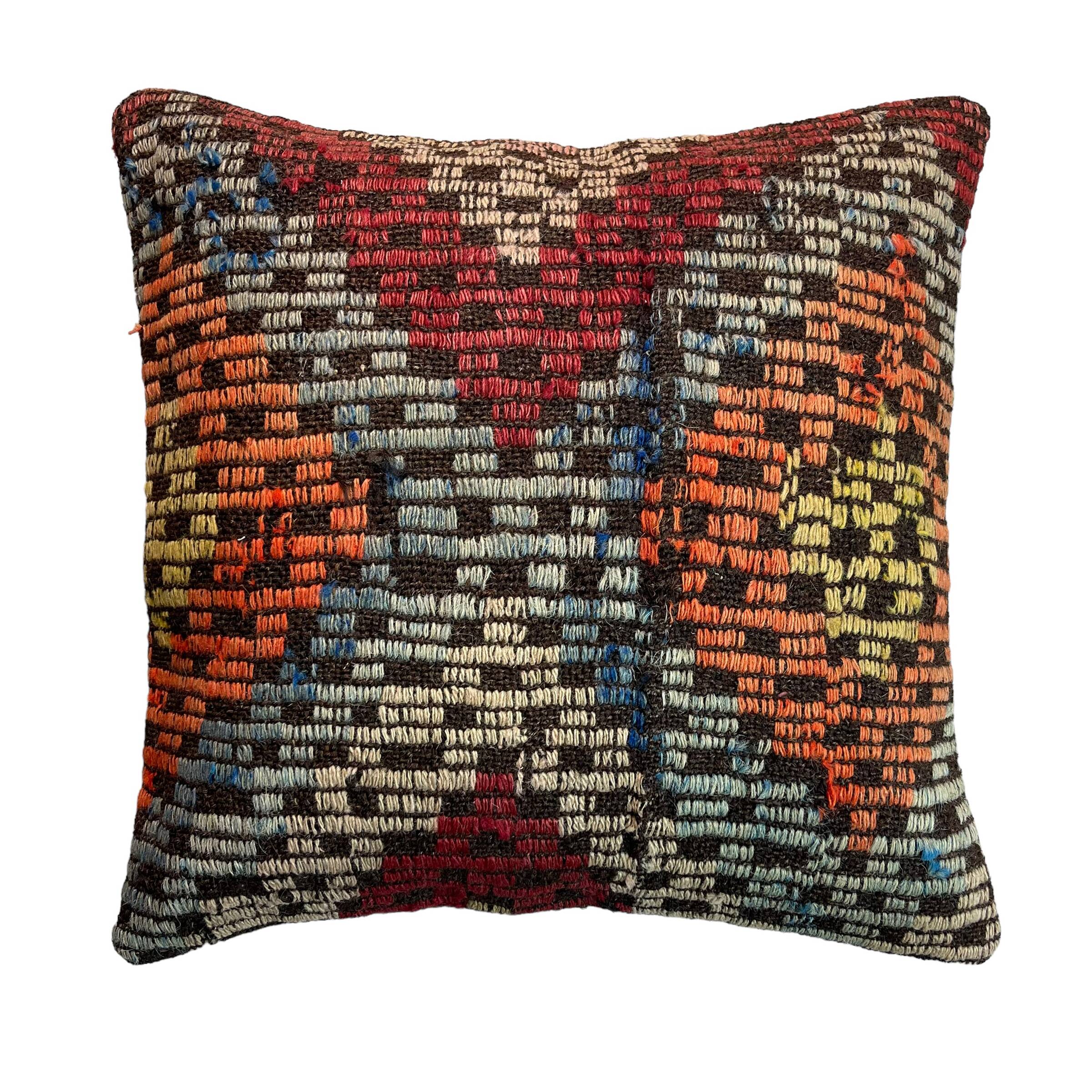 VINTAGE TURKISH KILIM CUSHION COVER , 45 X 45 CM