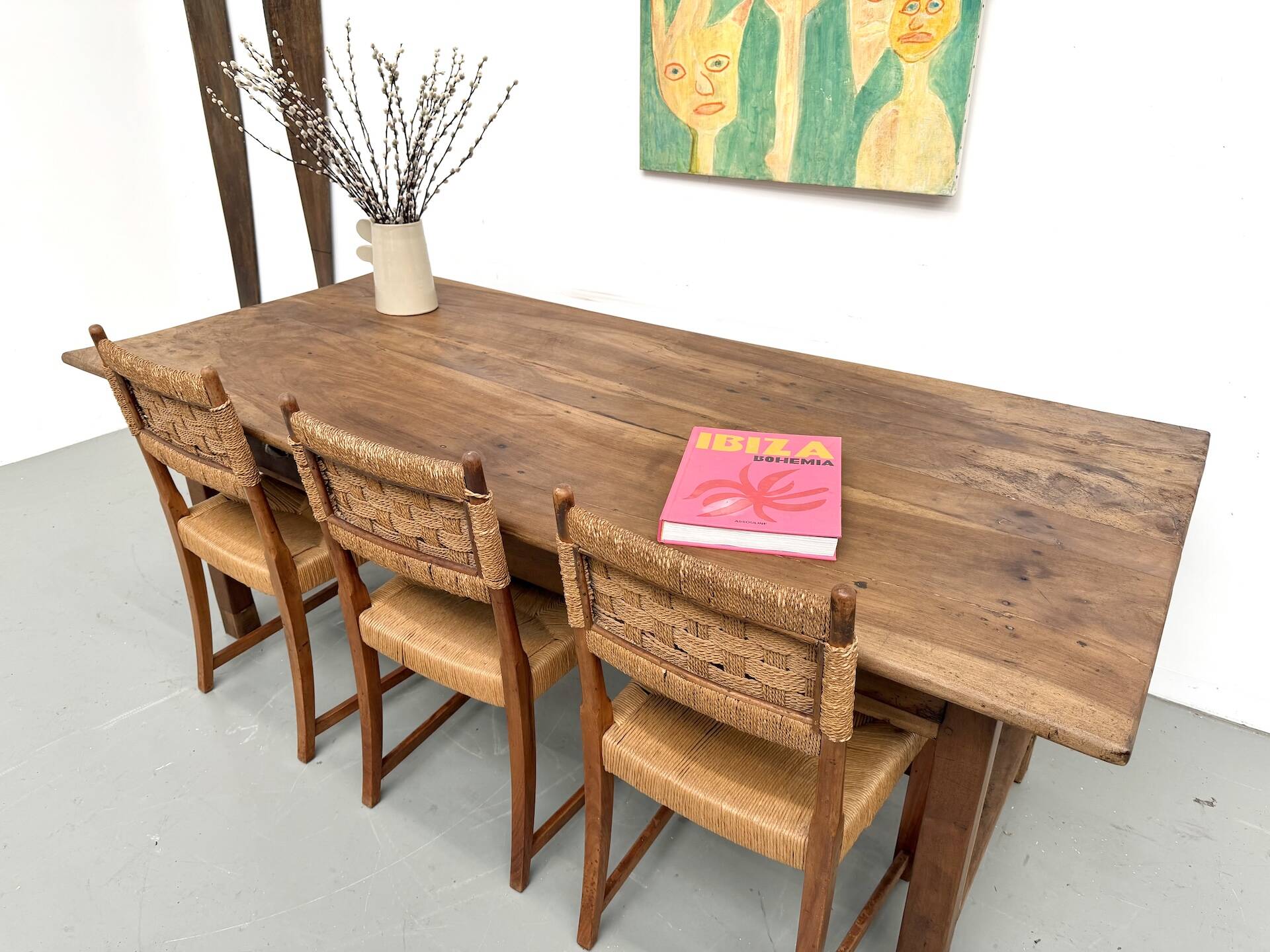 French farmhouse table in solid walnut, circa 1920
