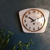 Vintage formica clock silent wall clock "gray wood"