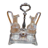 Huilier-vinaigrier CHRISTOFLE argenté + 2 carafes cristal