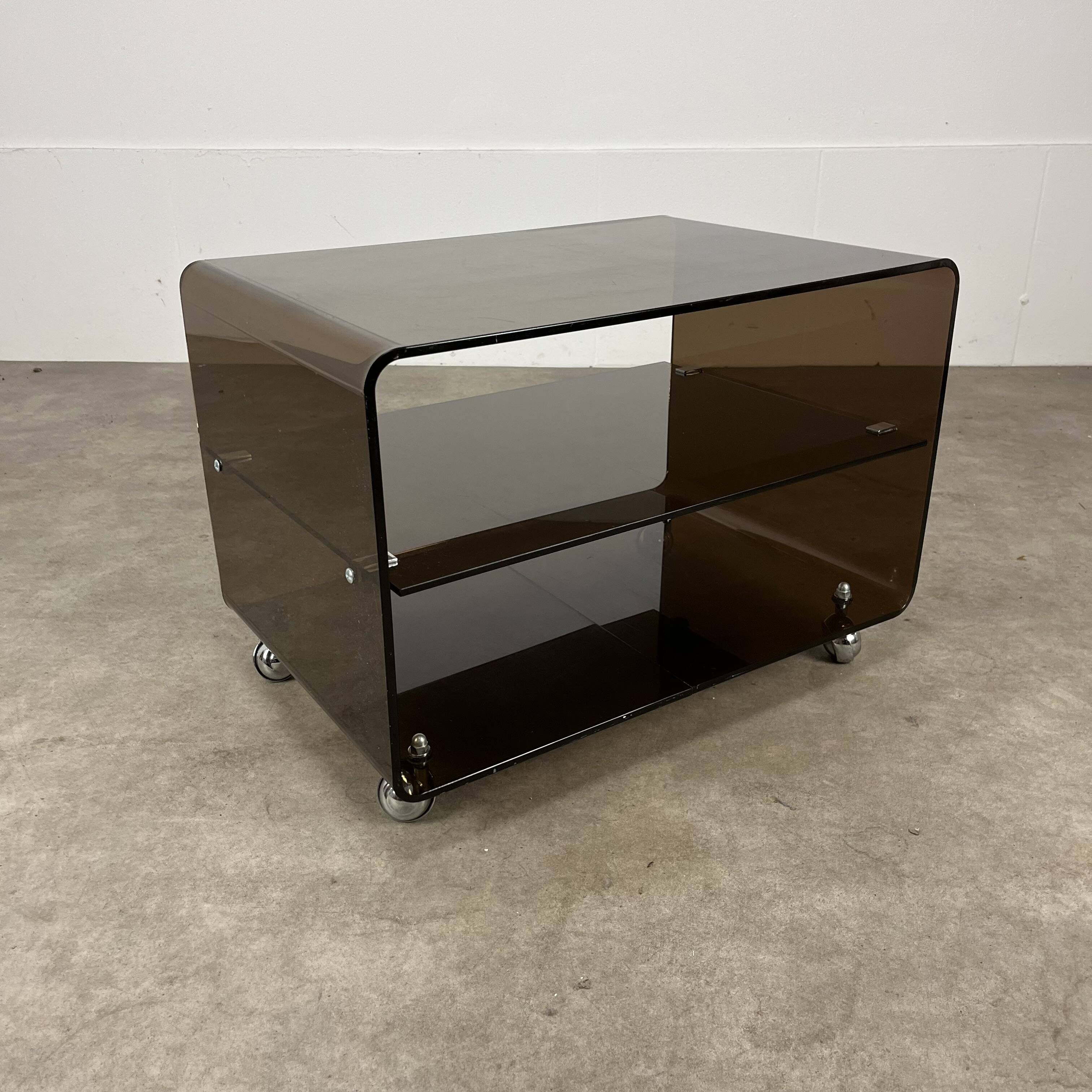 Michel Dumas smoked plexiglass coffee table, 1970s