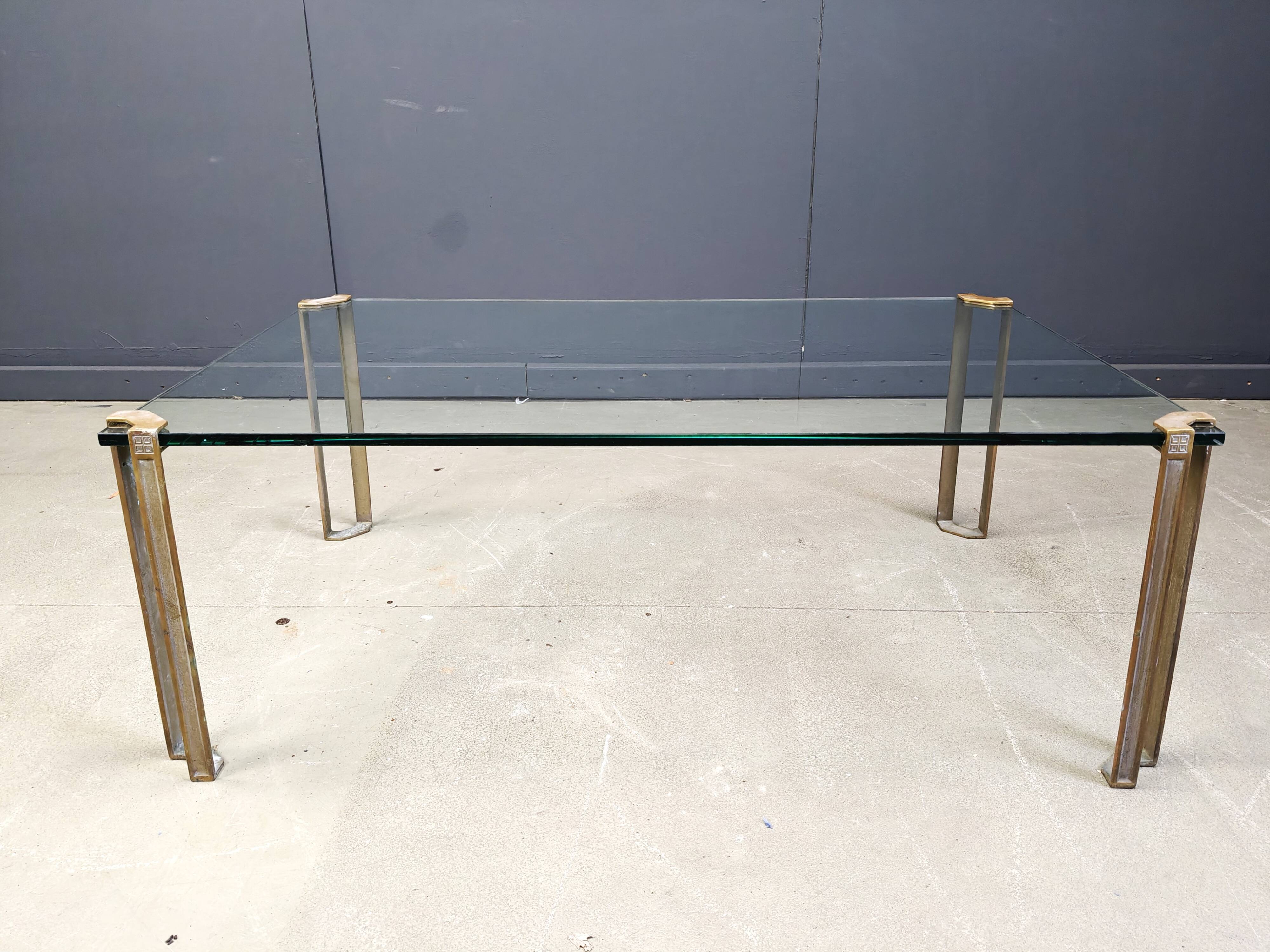 Peter Ghyczy T24 Pioneer Glass and Cast Brass rectangular Coffee