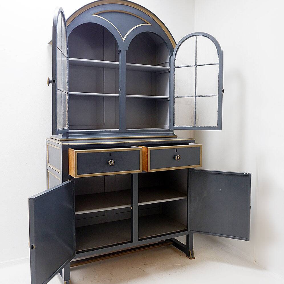 Double-bodied sideboard in grey lacquered wood - one pair available (A)