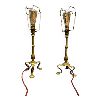 Paire de lampes Pullman en laiton Faraday & Son vers 1910