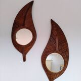 Paire de miroirs en rotin, 1960
