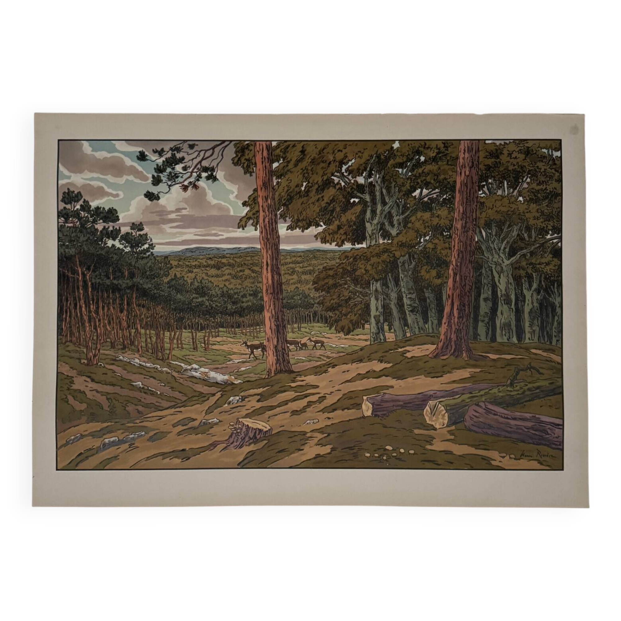 Lithographie par Henri Rivière Les Aspects de la Nature - La Forêt