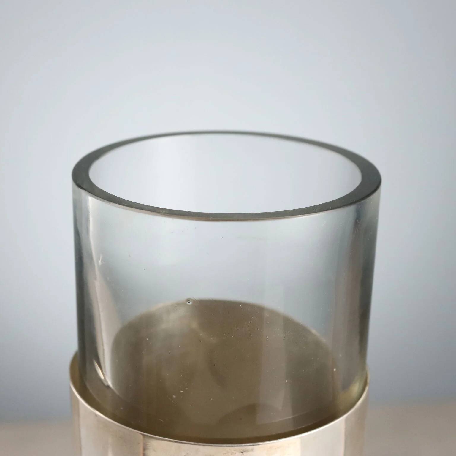 Vintage crystal and silver vase, Italy, mid-20th century.