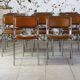 8 vintage tubular chrome and skai chairs, 1970