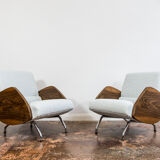 Pair of lounge chairs in Kvadrat/Sahco Boucle "360" by Janusz Różański, 1950's