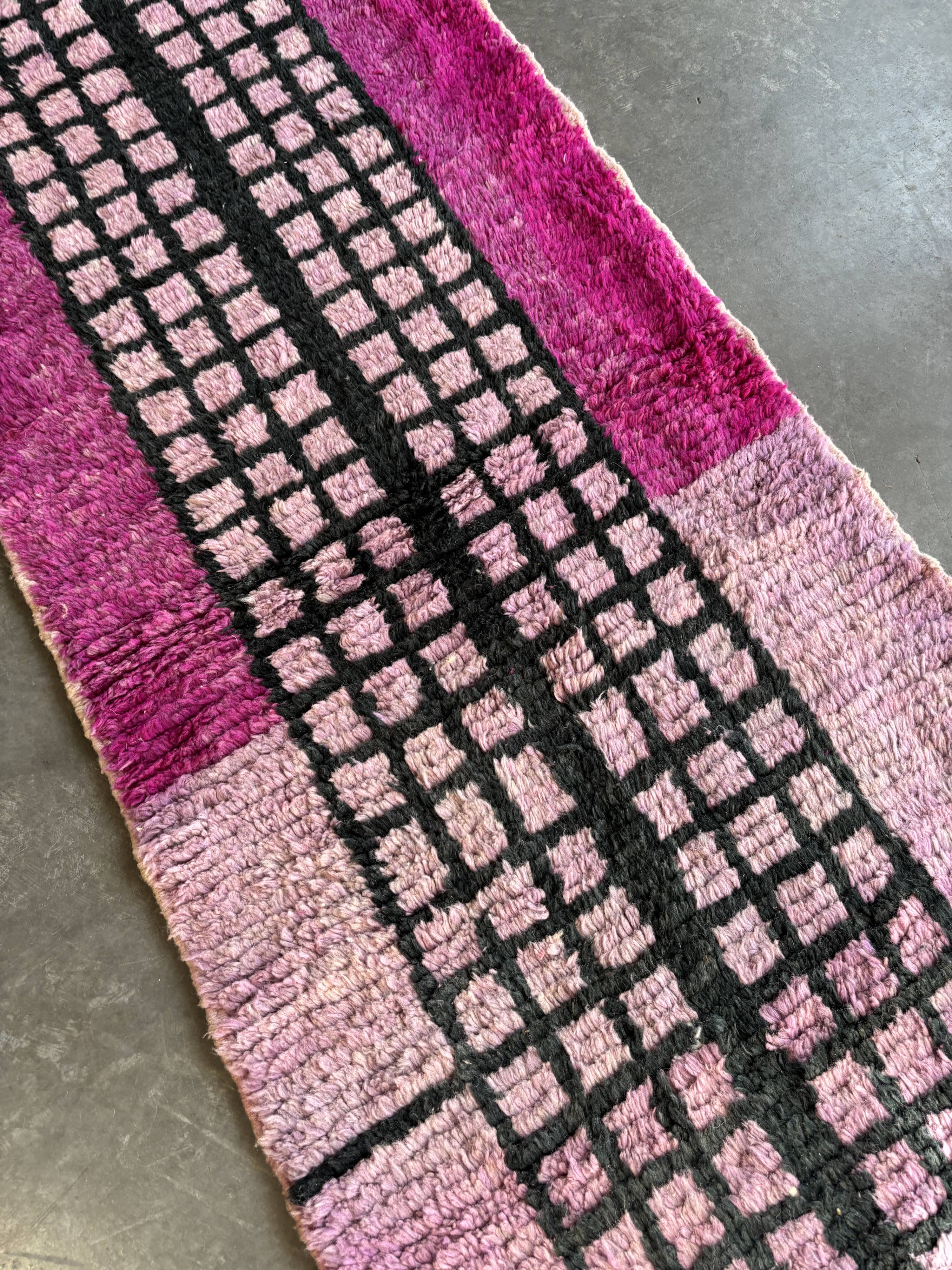 New purple berber wool rug 75x355