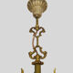 Bronze chandelier with 4-burner glass tulips, chandelier 70s