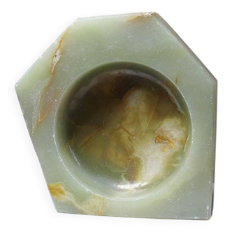 Gros cendrier en onyx vert hexagonal vintage Italie années 50-60