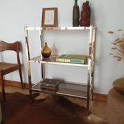 Bookcase furniture gilded and smoked glass vintage 70s Rochebobois