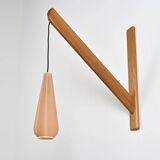 Solid pine gallows lamp, France, circa 1960